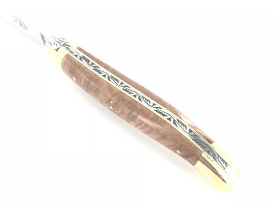 Laguiole Tradition 11 cm - 2 mitres Laiton - Bruyère Couteau de Poche Forge de Laguiole