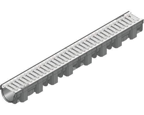 Hauraton TOP mm x PP kunststof kanaal met klemrooster, verzinkt, 1000 mm x 119 mm x 89 mm