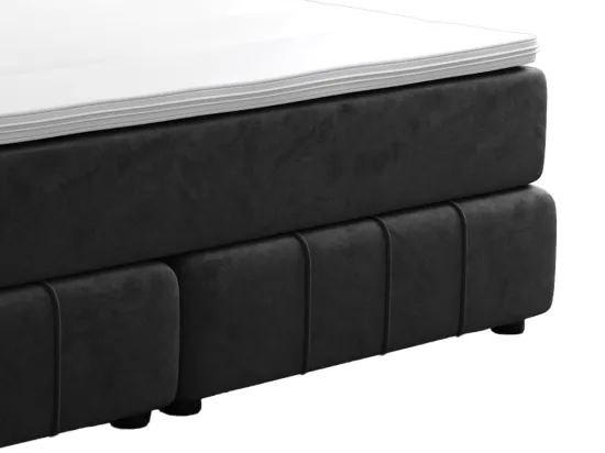 Ensemble complet boxspring tête de lit + sommier + matelas + surmatelas - 160 x 200 cm - Velours - Anthracite - HIDA de YSMÉE