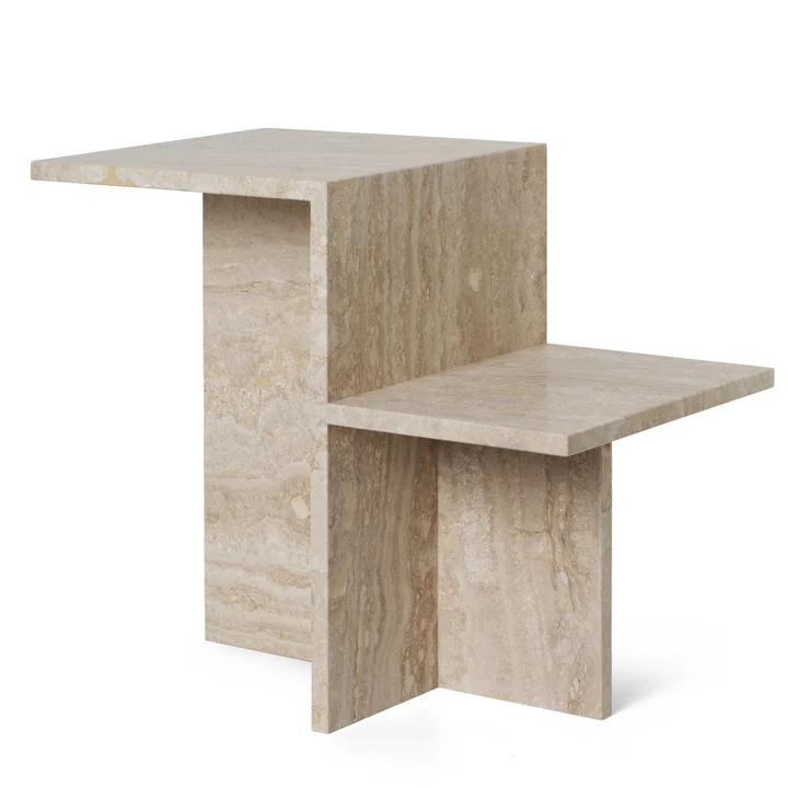 Ferm Living - Distinct Beistelltisch, Travertin-Stein