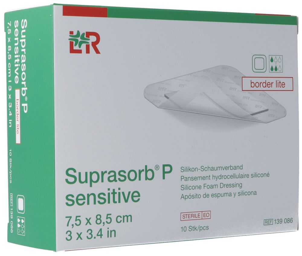 SUPRASORB P sensitive border lite<br>10 Stück, 7.5x8.5cm