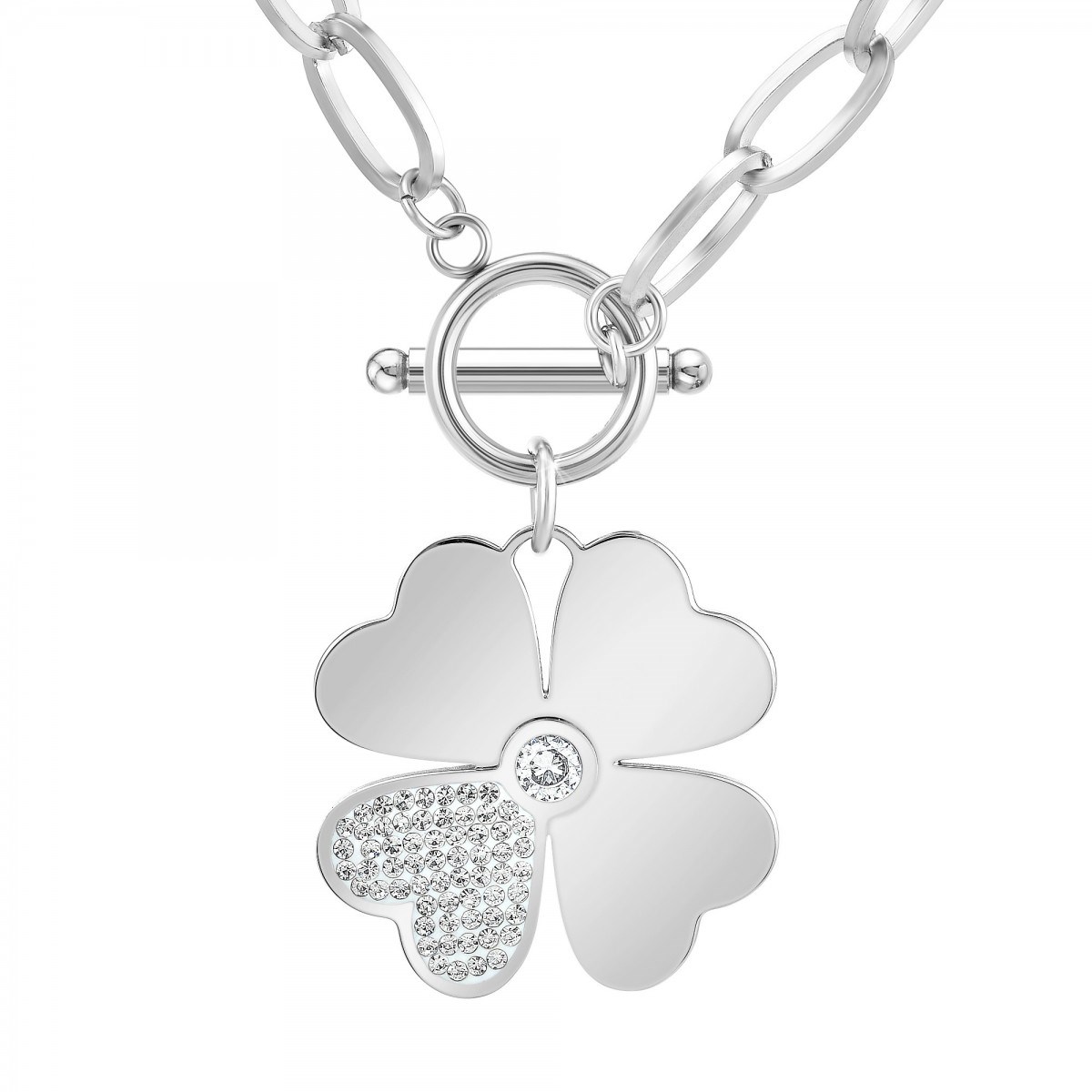 Collier trèfle SC Crystal orné de Cristaux scintillants