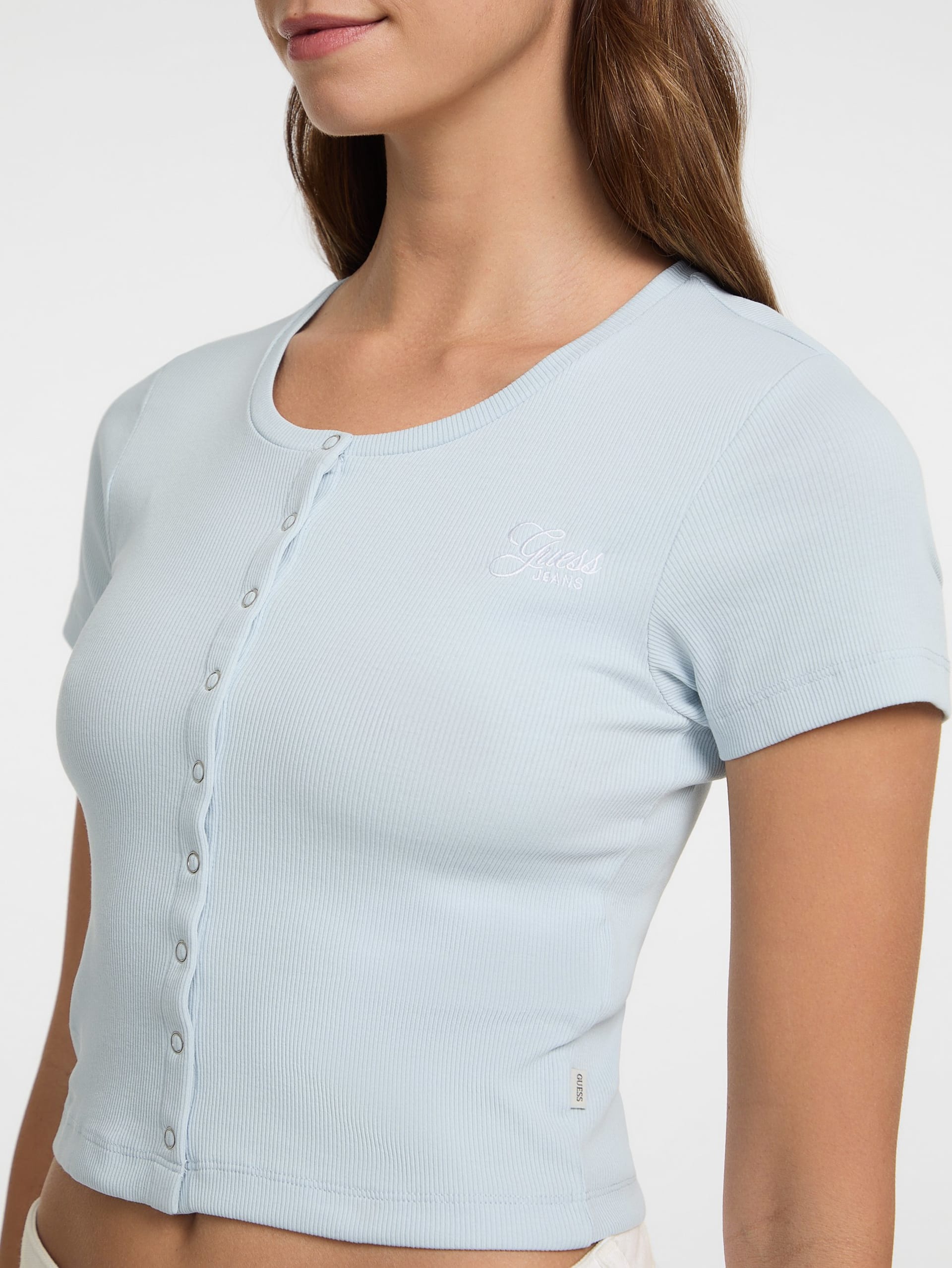 Blusa de gola redonda bordada