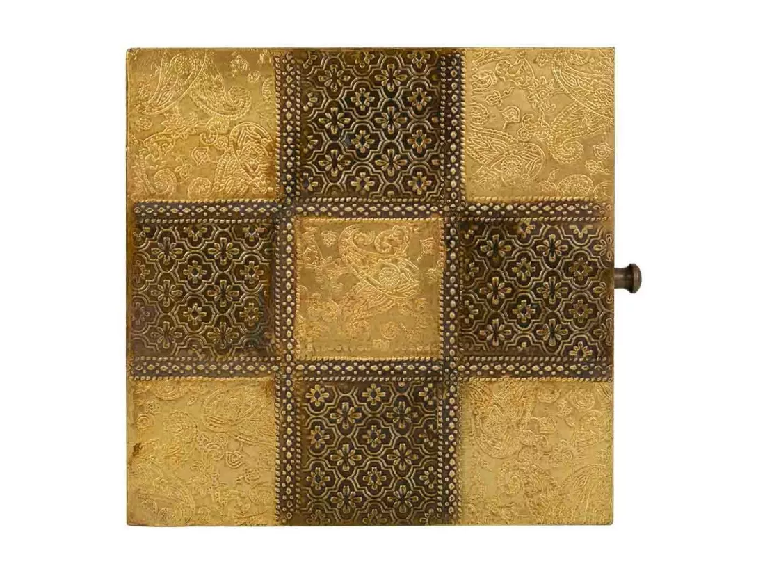 Coffret à bijoux en bois et métal marron 20x20x7,5h