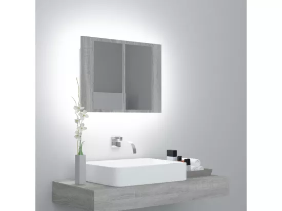 Armoire à miroir LED Sonoma gris 60x12x45 cm Bois d'ingénierie