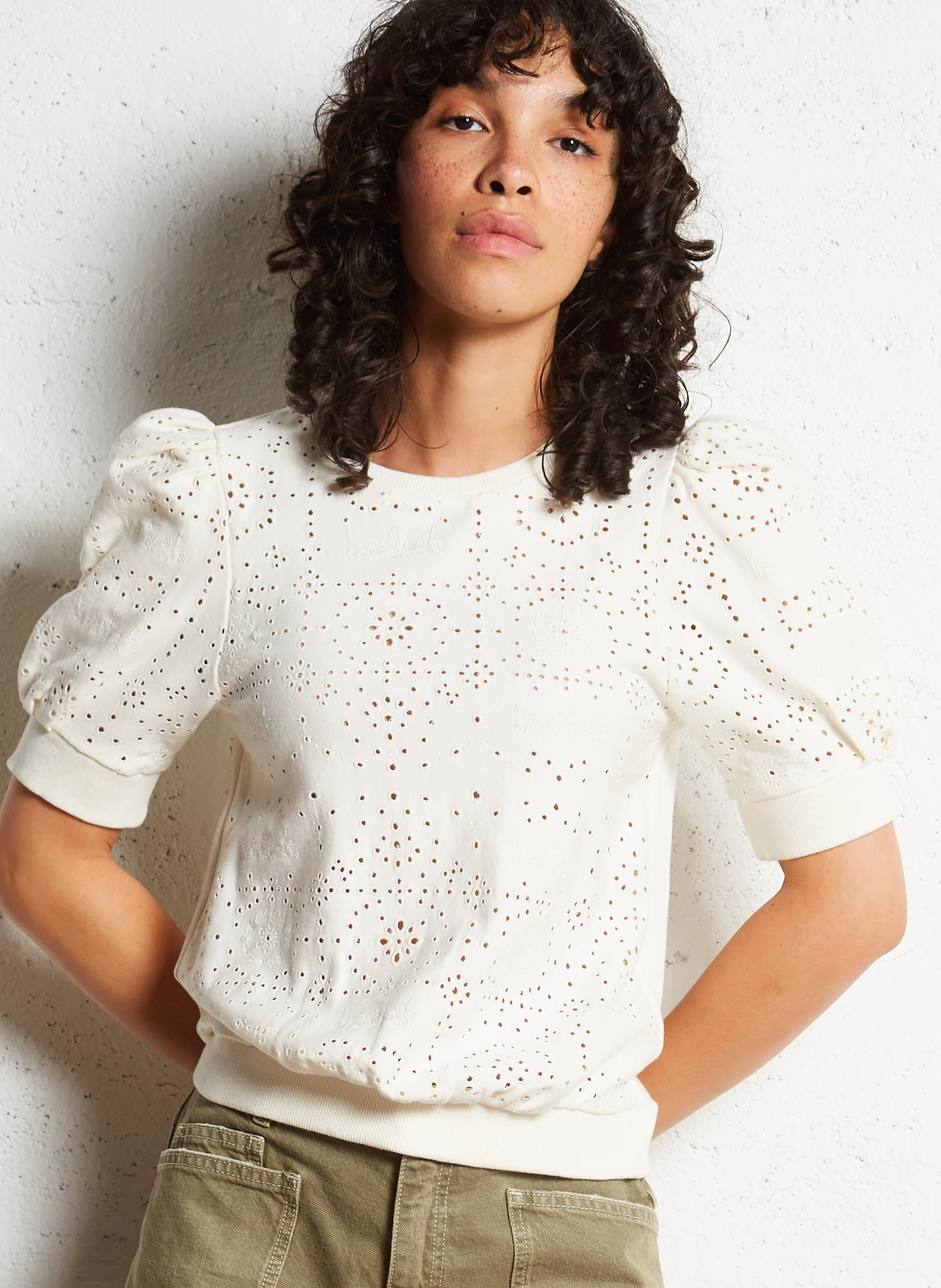 LAEL - Tee-shirt col rond en coton | Beige