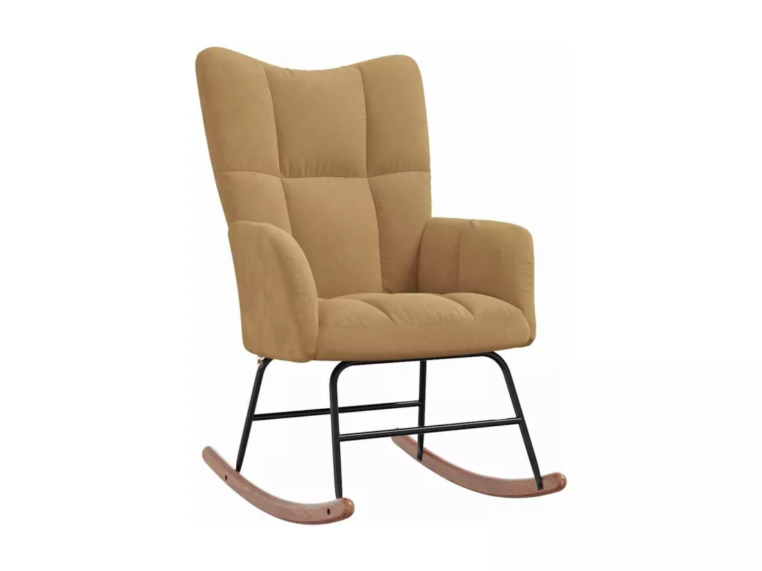 Chaise à bascule avec repose-pied Marron Velours