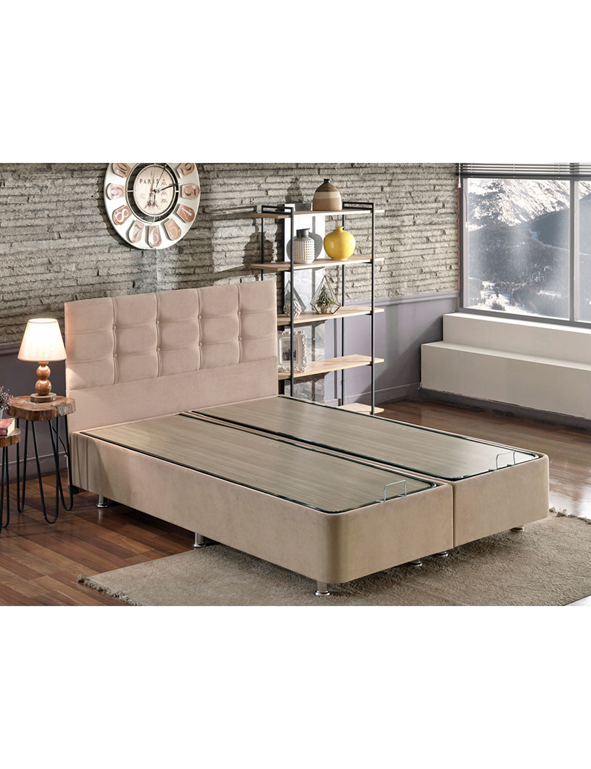 Bed base and headboard for single bed light brown