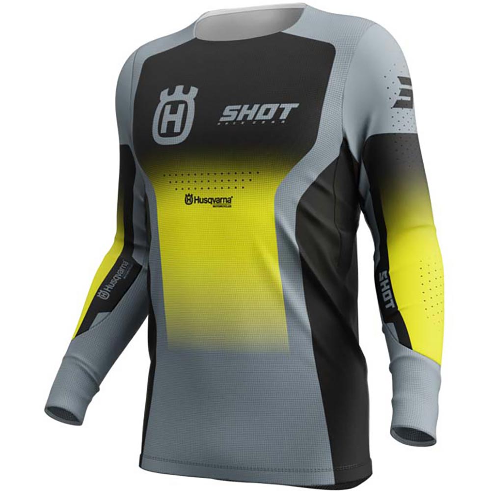 Shot - Maillot Aerolite Husqvarna - Edition Limitée Noir / Gris / Jaune fluo