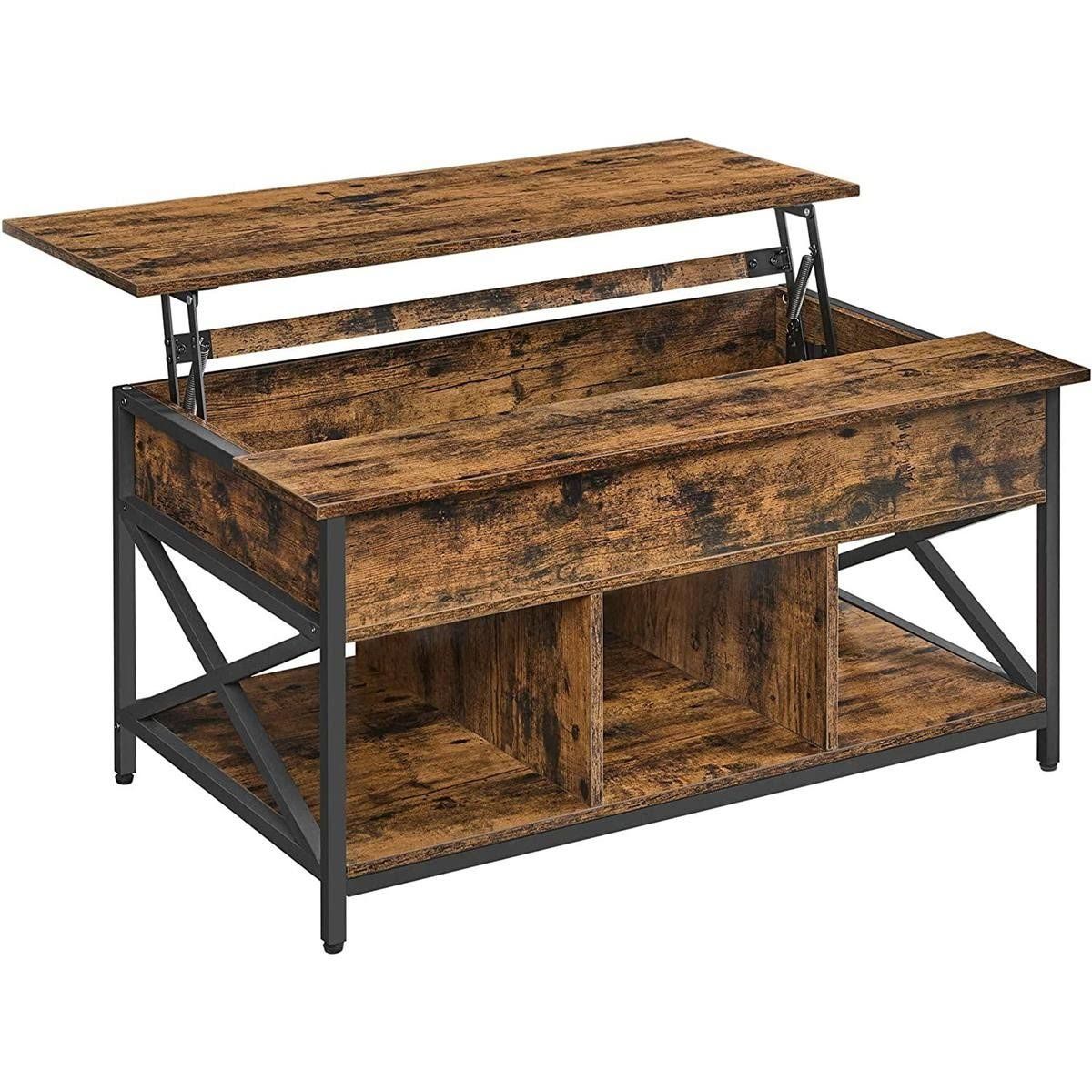 VASAGLE Couchtisch, höhenverstellbar, Stauraum, 60 x 100 x (48-62) cm,