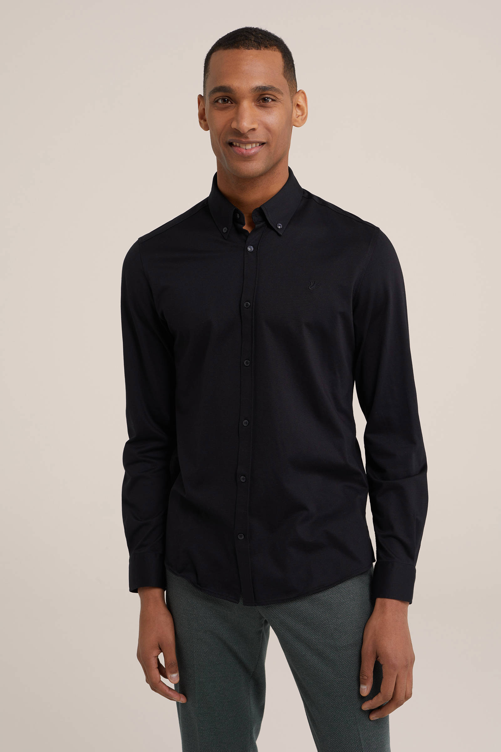 WE Fashion slim fit overhemd zwart