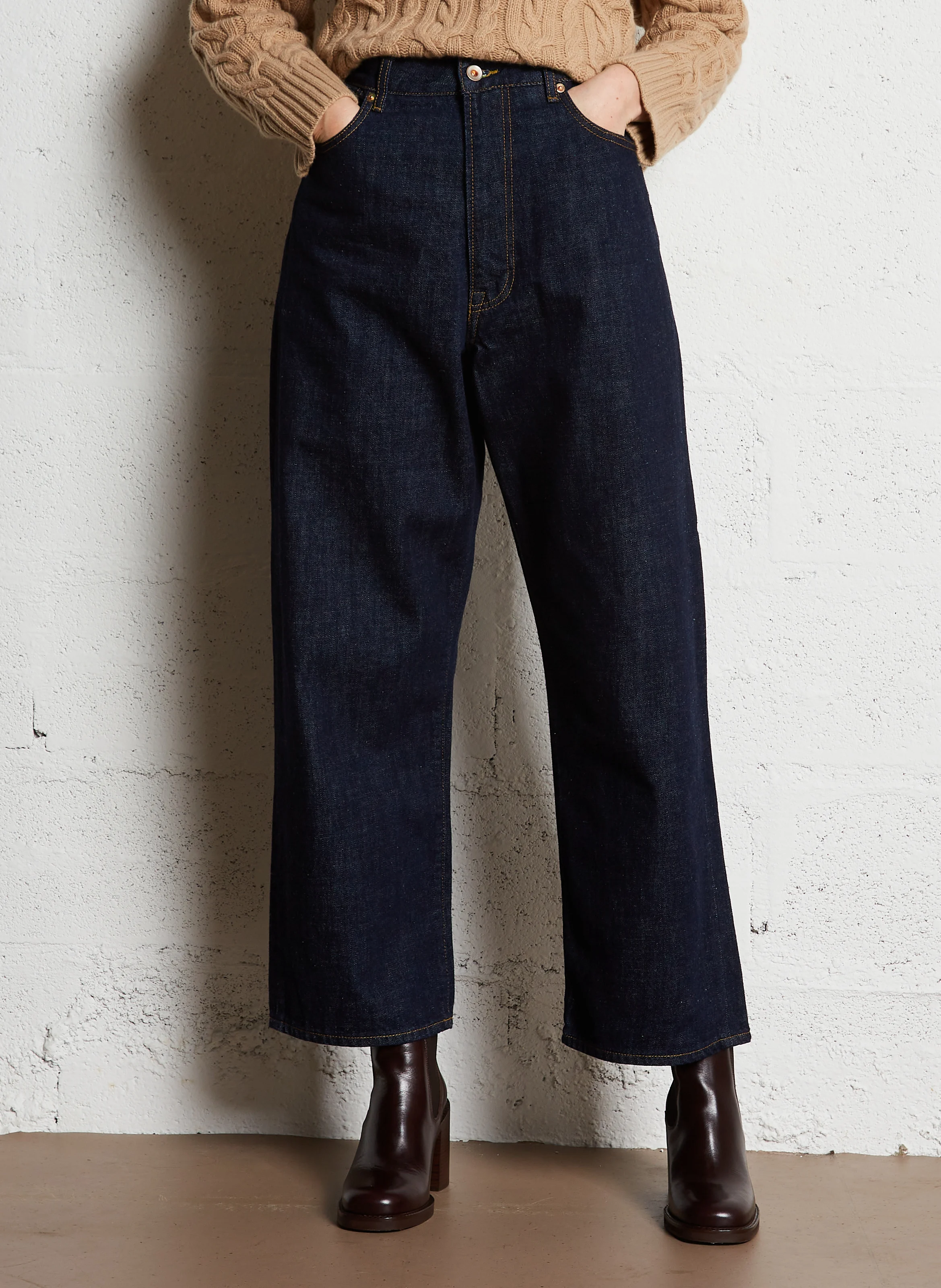 POKER - Jean large taille haute | Jean brut