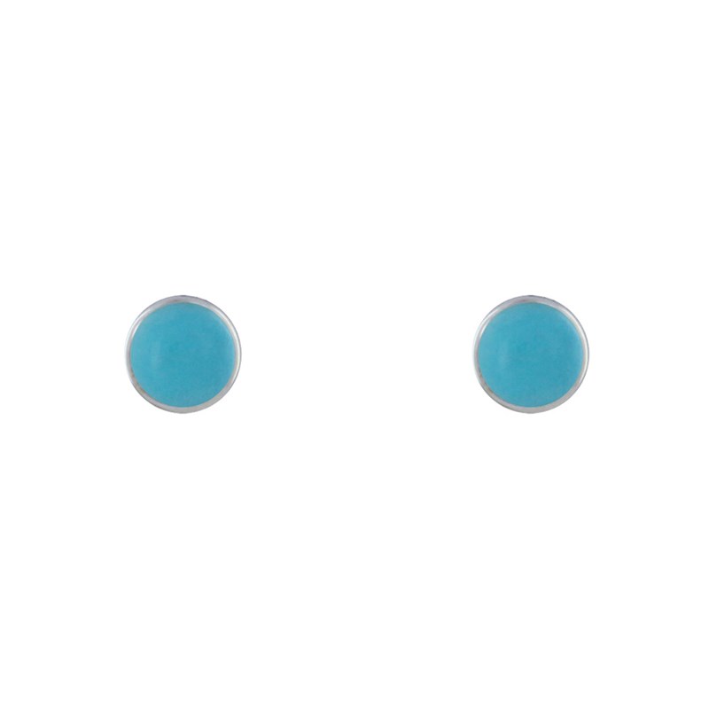 Boucles d'Oreilles Clous Argent Demi Perle de Turquoise