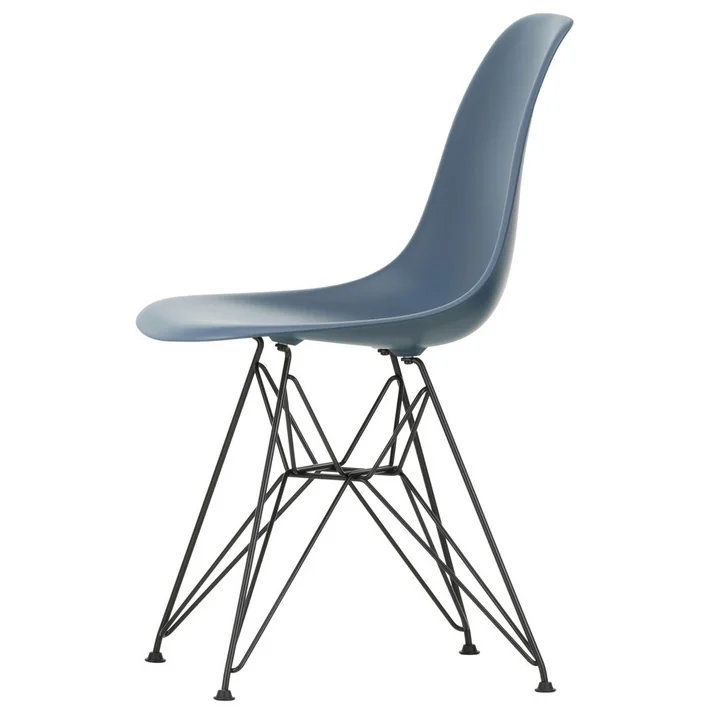 Vitra - Eames Plastic Side Chair DSR RE, basic dark / meerblau (Filzgleiter basic dark)