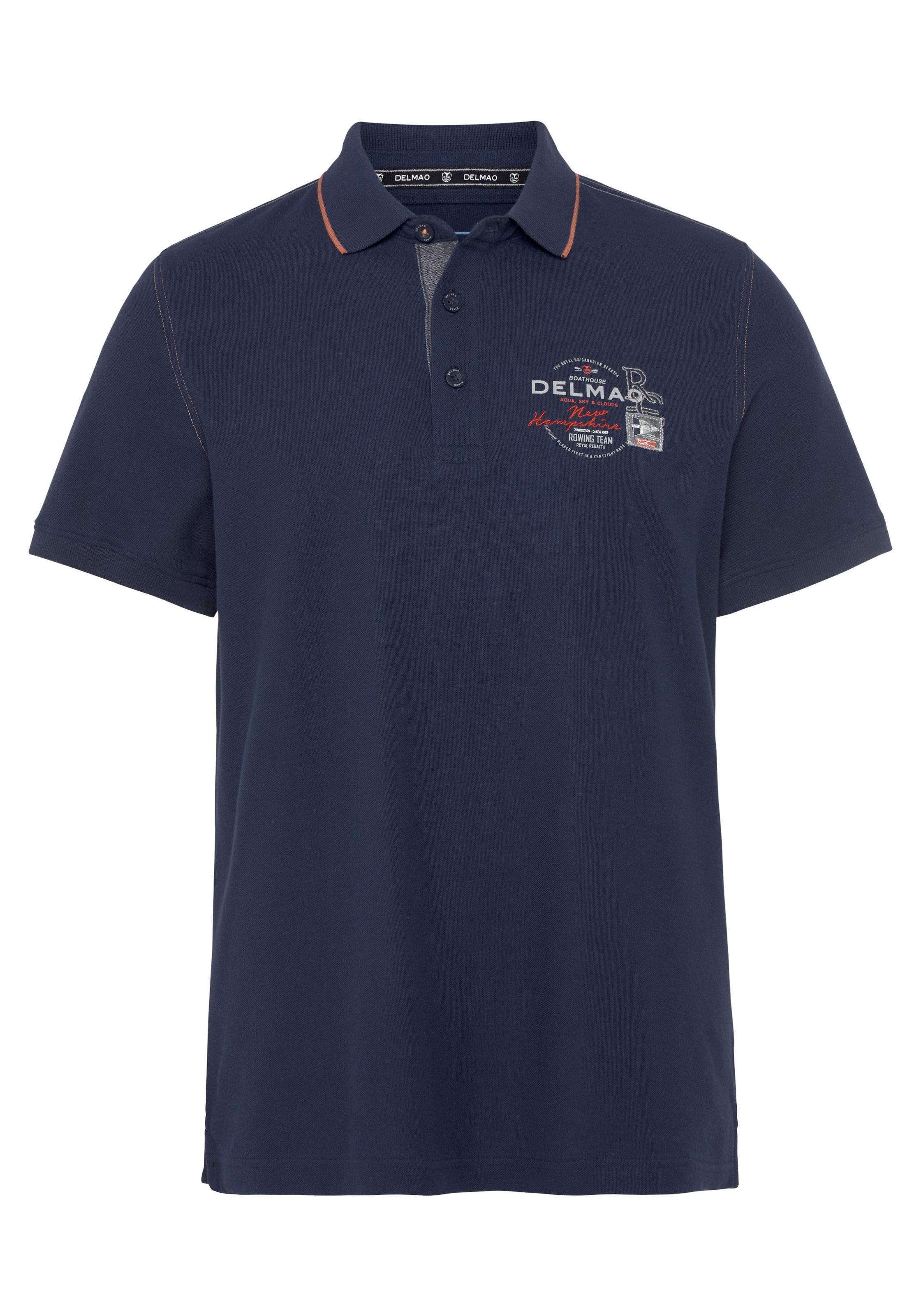 DELMAO Poloshirt , Kurzarm,  mit Rippbündchen,  Polokragen