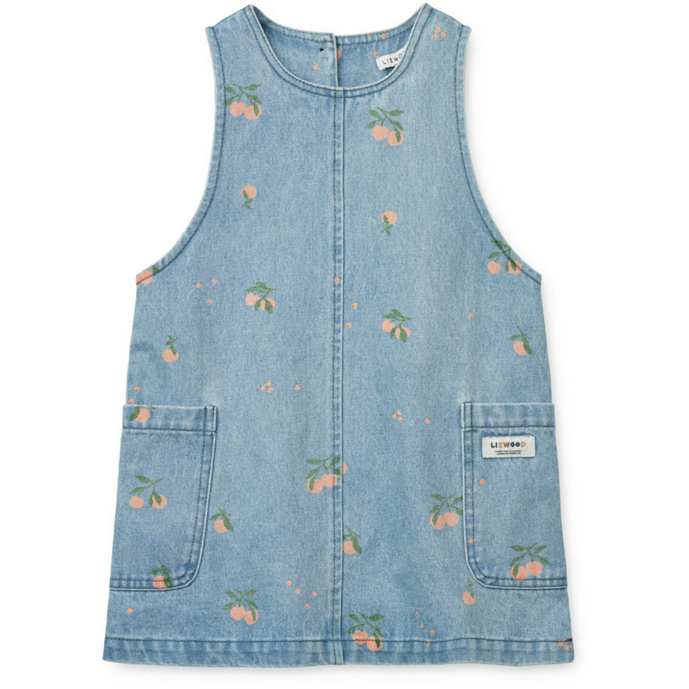 Køb LIEWOOD Peach / Lys Blue Denim Angelica Printed Denim Kjole