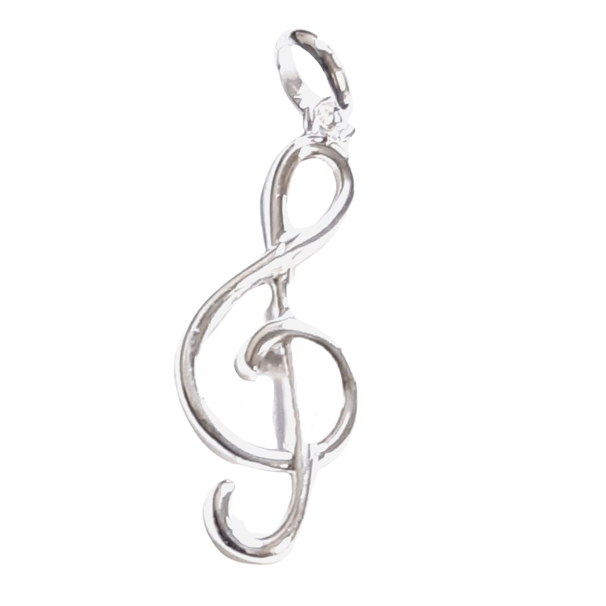 Pendentif Clef Clé de Sol musique en argent 925°/00 + Chaîne
