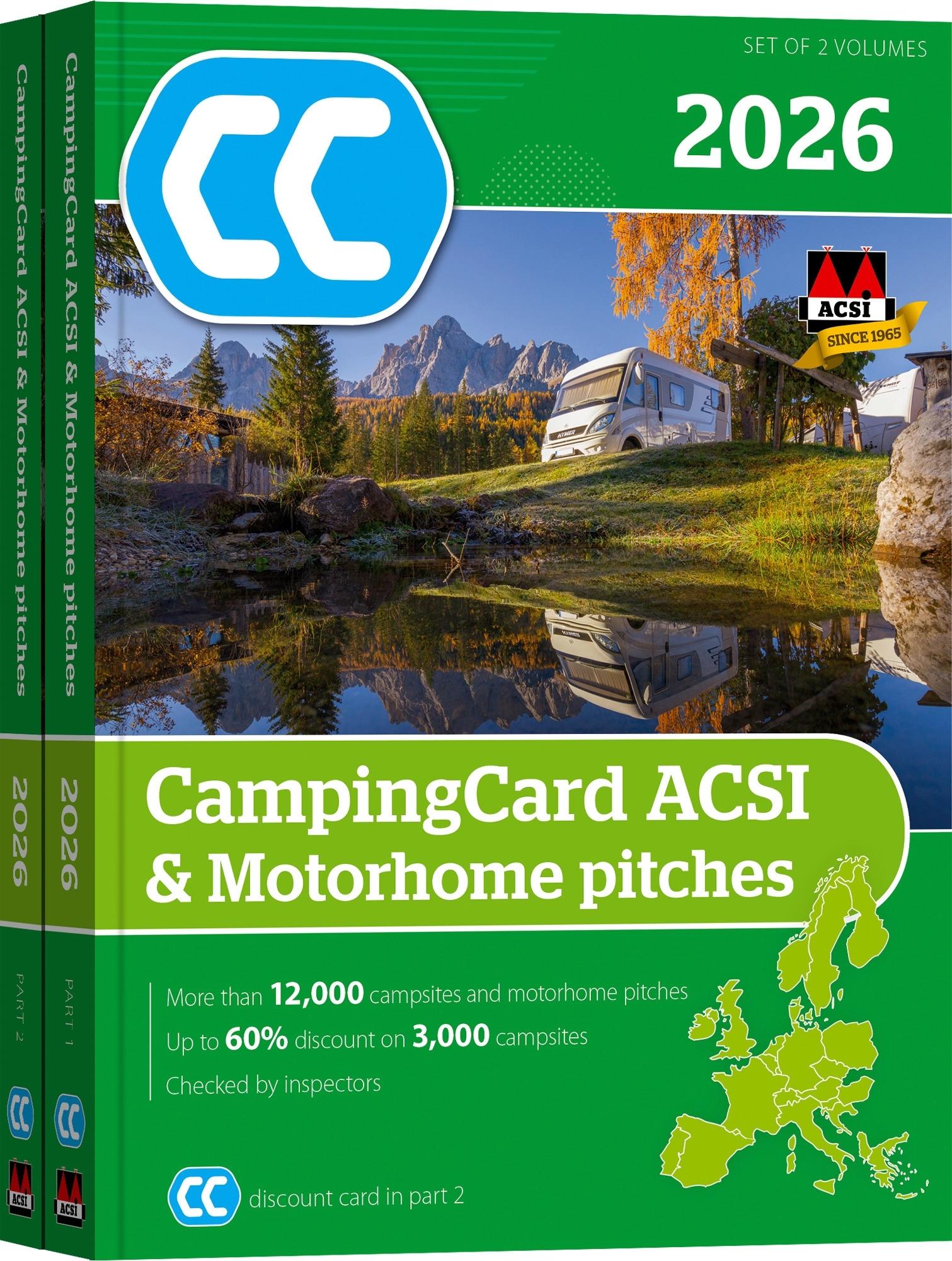 ACSI Stellplatzführer 2026 mit CampingCard Ermäßigungskarte englisch