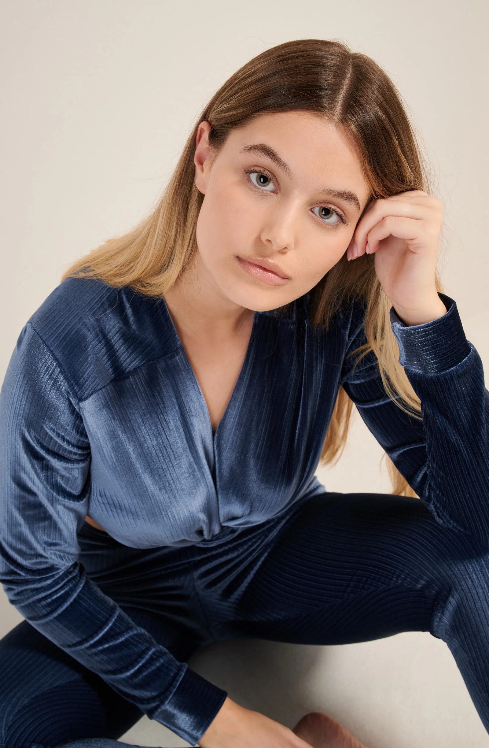 tricy Legging en velours bleu Bleu