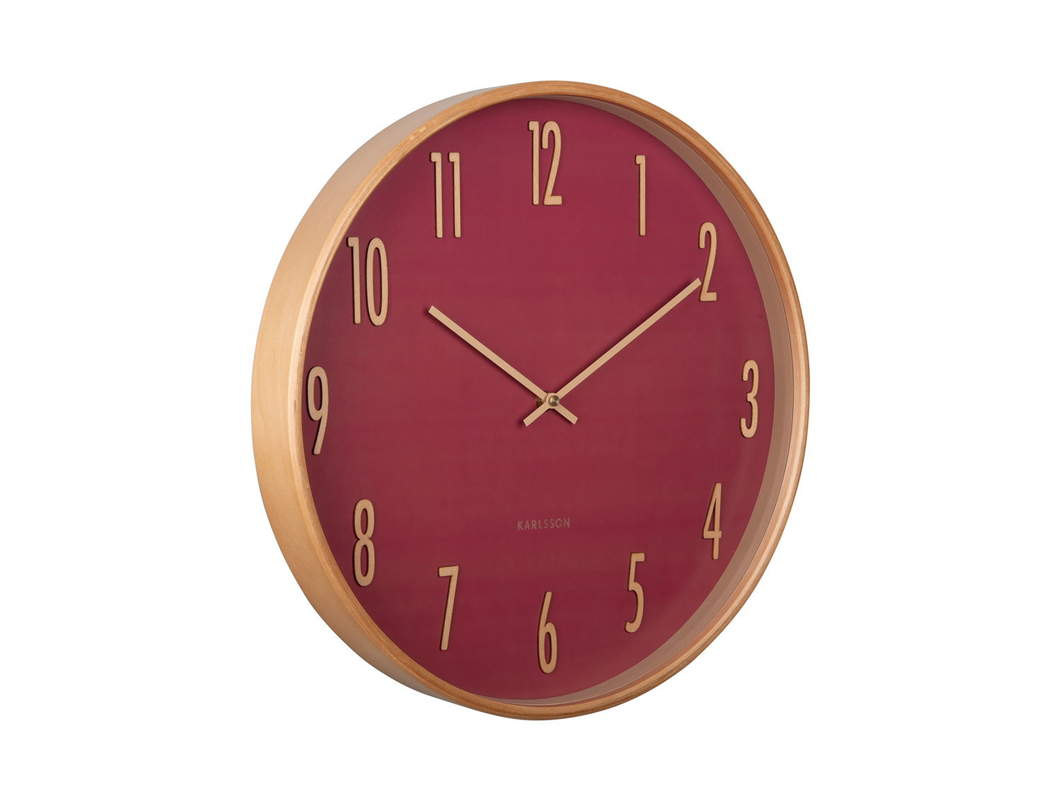 Wall clock Gracil wood blush red
