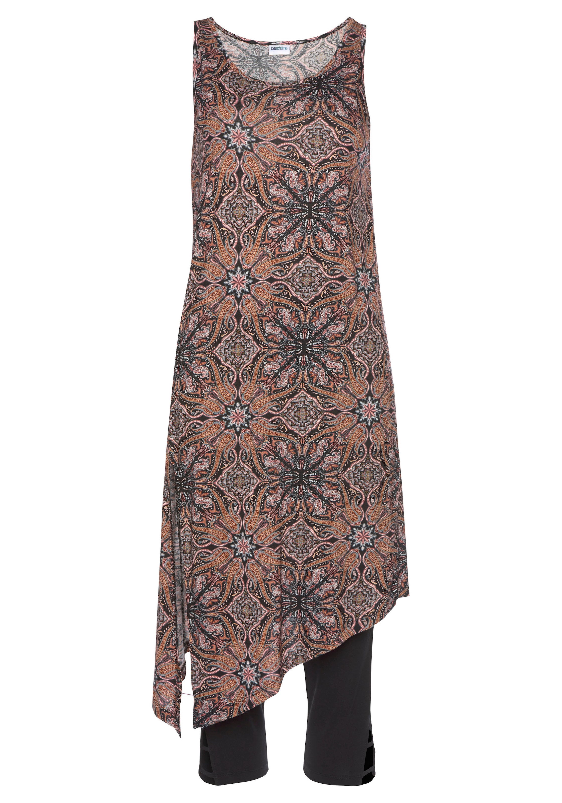 Beachtime Longtop Set, mit Leggings,  mit Alloverprint und Schlitz, Sommerkleid, Strandkleid
