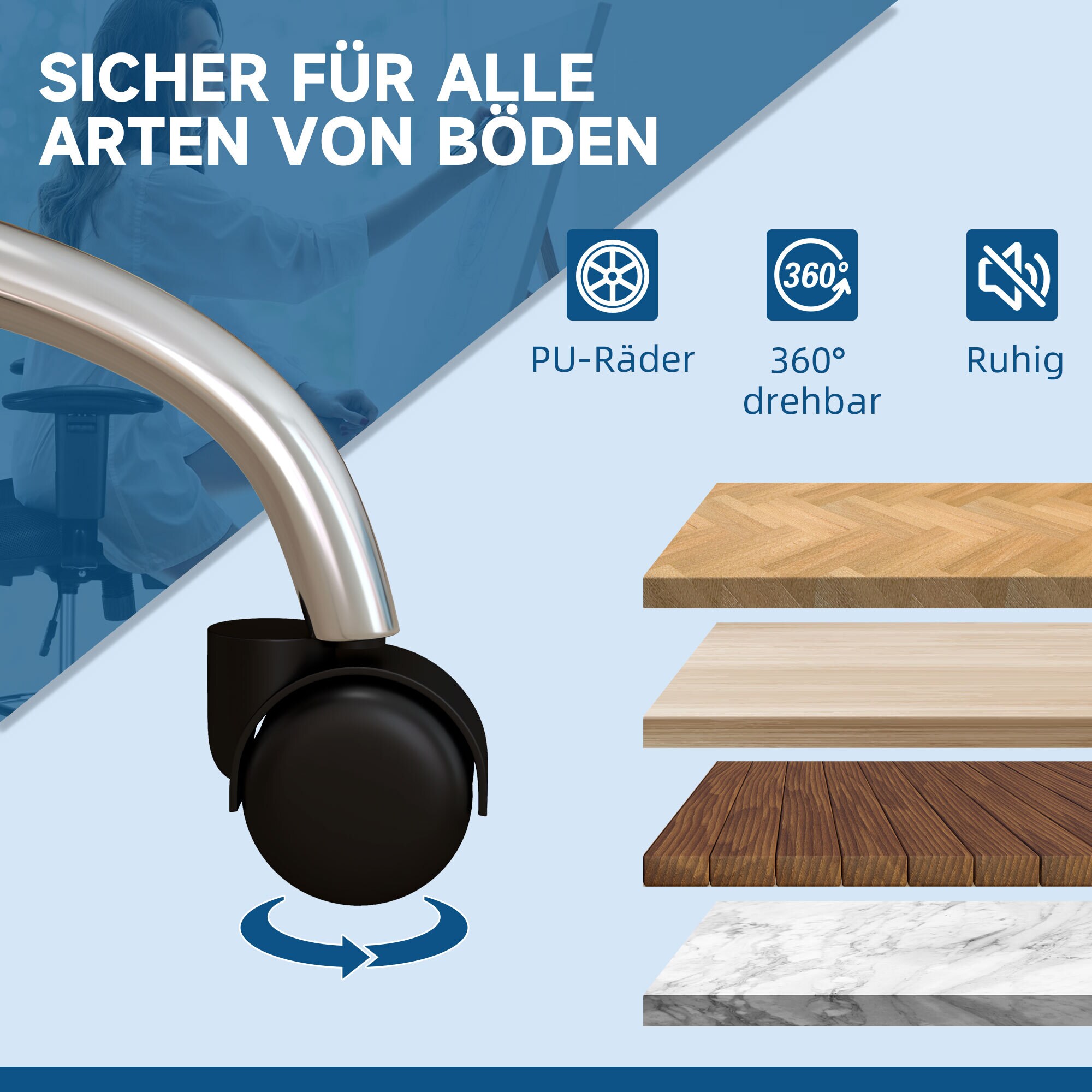 Vinsetto Bürostuhl mit Neigungsfunktion beige 60L x 60B x 92Hcm