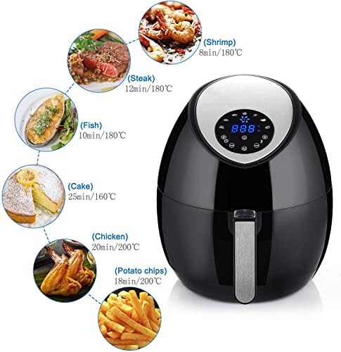Friteuse Sans Huile, Uten Friteuse à Air 1800W, 6.5L Air Fryer  2 à 8 personnes, Panneau Tactile LED avec 8 Programmes, Paniers Antiadhésifs, Sans BPA/PFOA : Cuisine et Maison