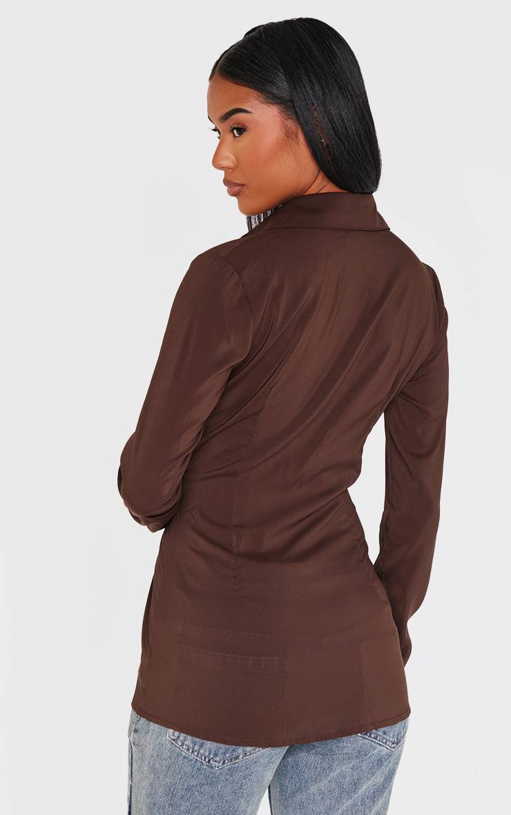 Dark Chocolate Chemise Ajustée En Mousseline