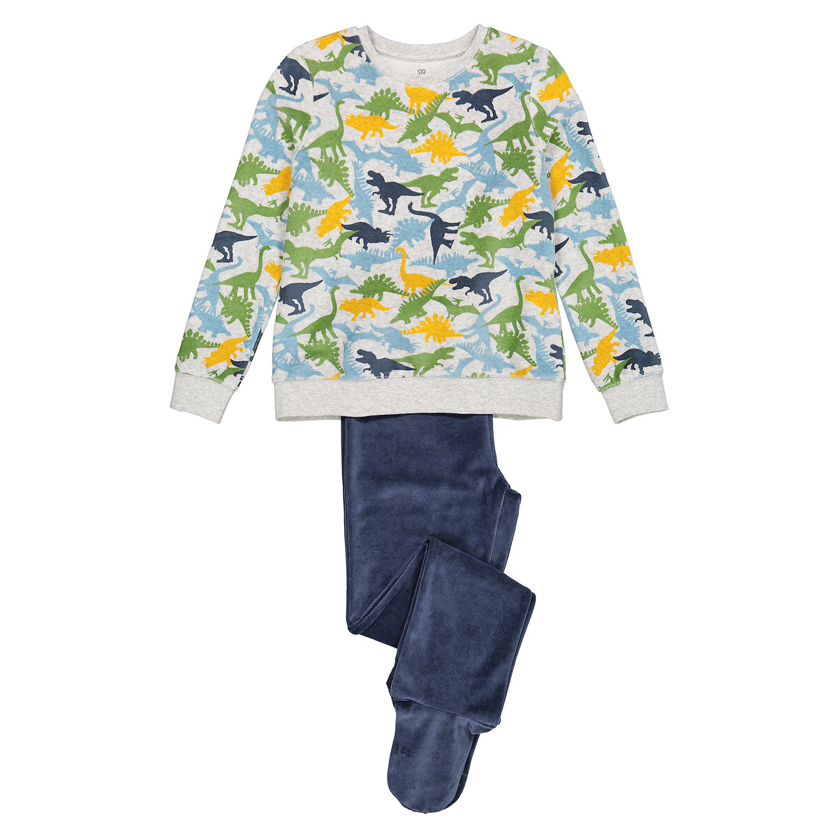 COLEÇÕES LA REDOUTE<br>Pijama de veludo com pezinhos e estampa de dinossauro