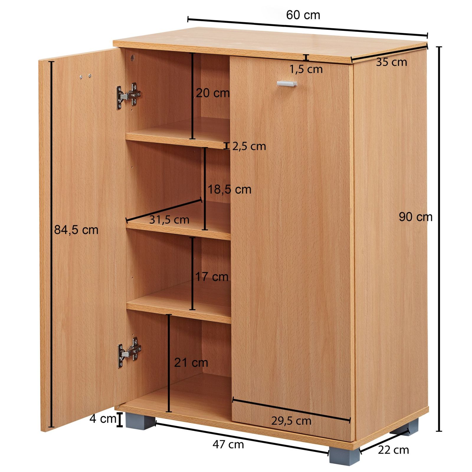 Schuhschrank - Buche - 90 cm