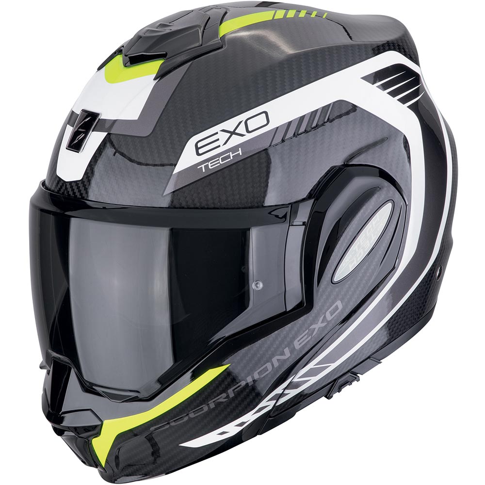 Scorpion - Casque Exo-Tech Evo Carbon Cosy Noir / Blanc / Jaune fluo