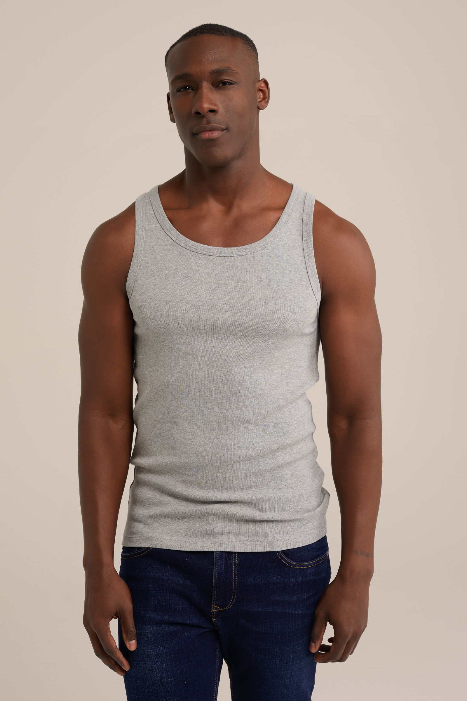 singlet WE Fashion Lichtgrijs gemeleerd