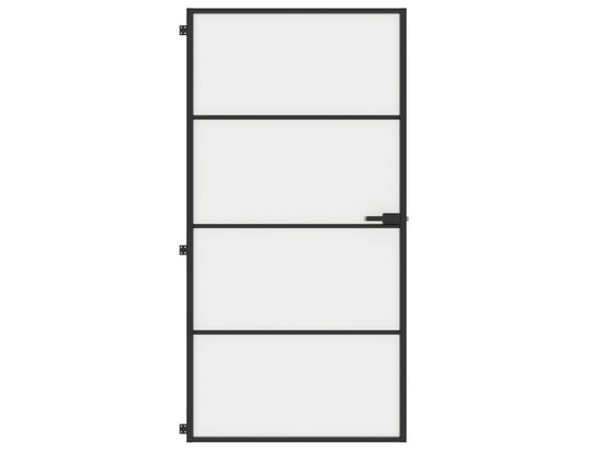 VIDAXL - Porte verre Porte intérieure mince noir verre trempé aluminium