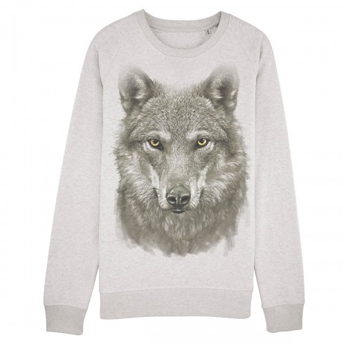 Moletom monocromático cinza com estampa de lobo