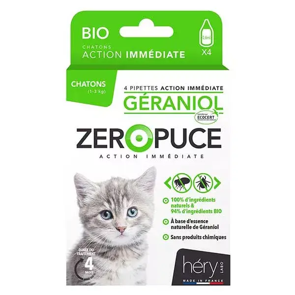 Pipetas Héry Geraniol Antipulgas para Gatinhos 4x0,6 Orgânicas