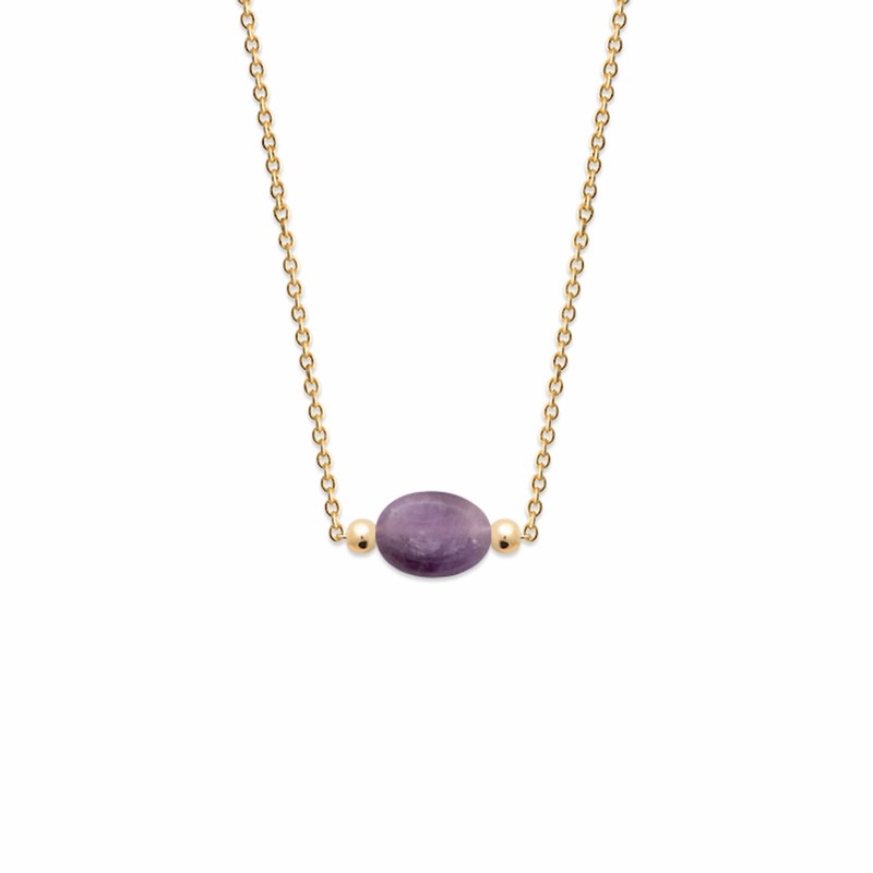 Collier Fin Plaqué Or Amethyste Pierre Precieuse Tendance