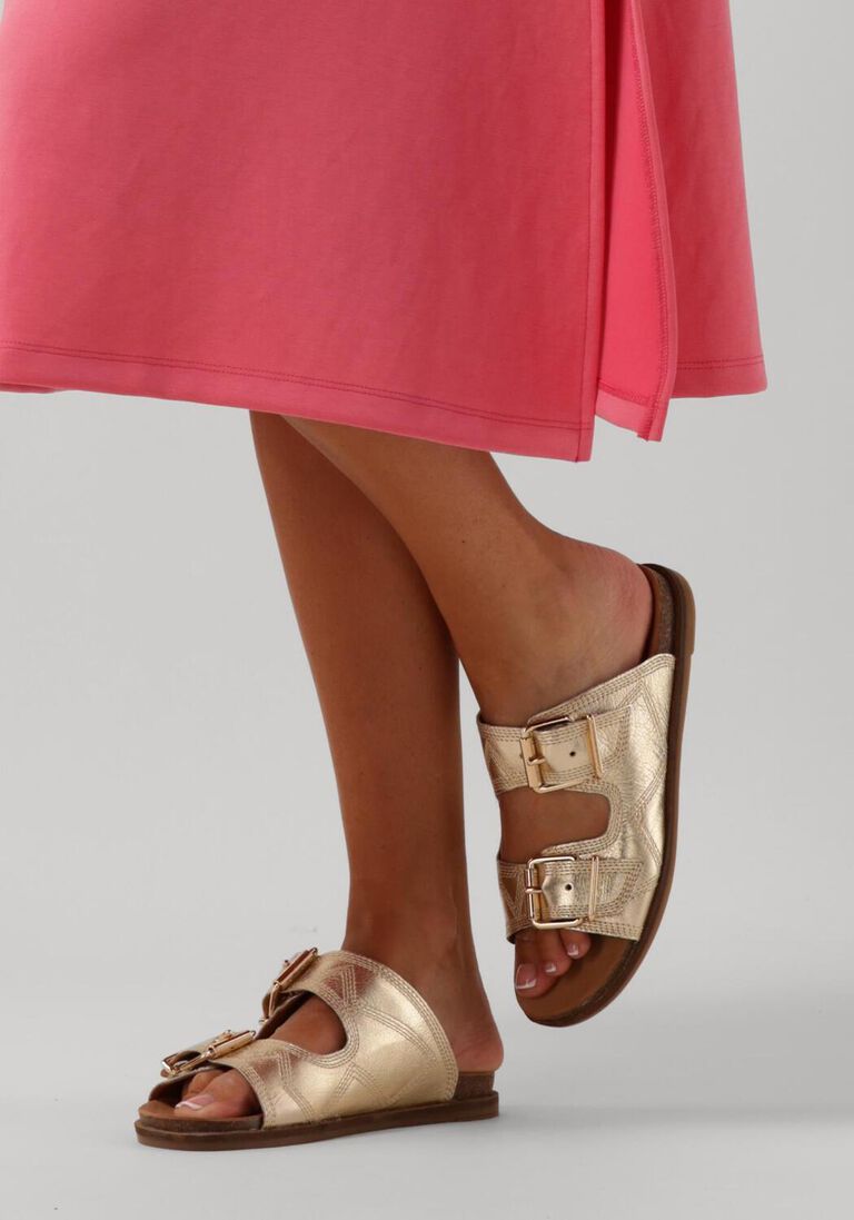 gouden lina locchi slippers led 2 band slipper met stiksels