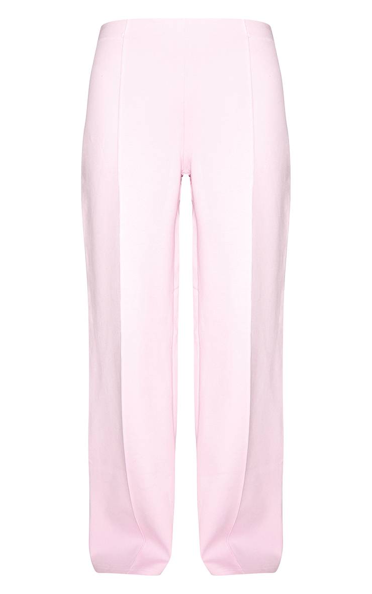 Rose Pantalon De Jogging Droit En Jersey Interlock À Pinces