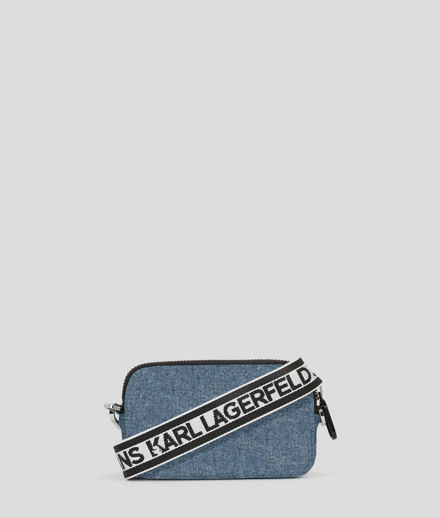 MINI SAC BANDOULIÈRE EN DENIM AVEC LOGO KLJ ENCADRÉ