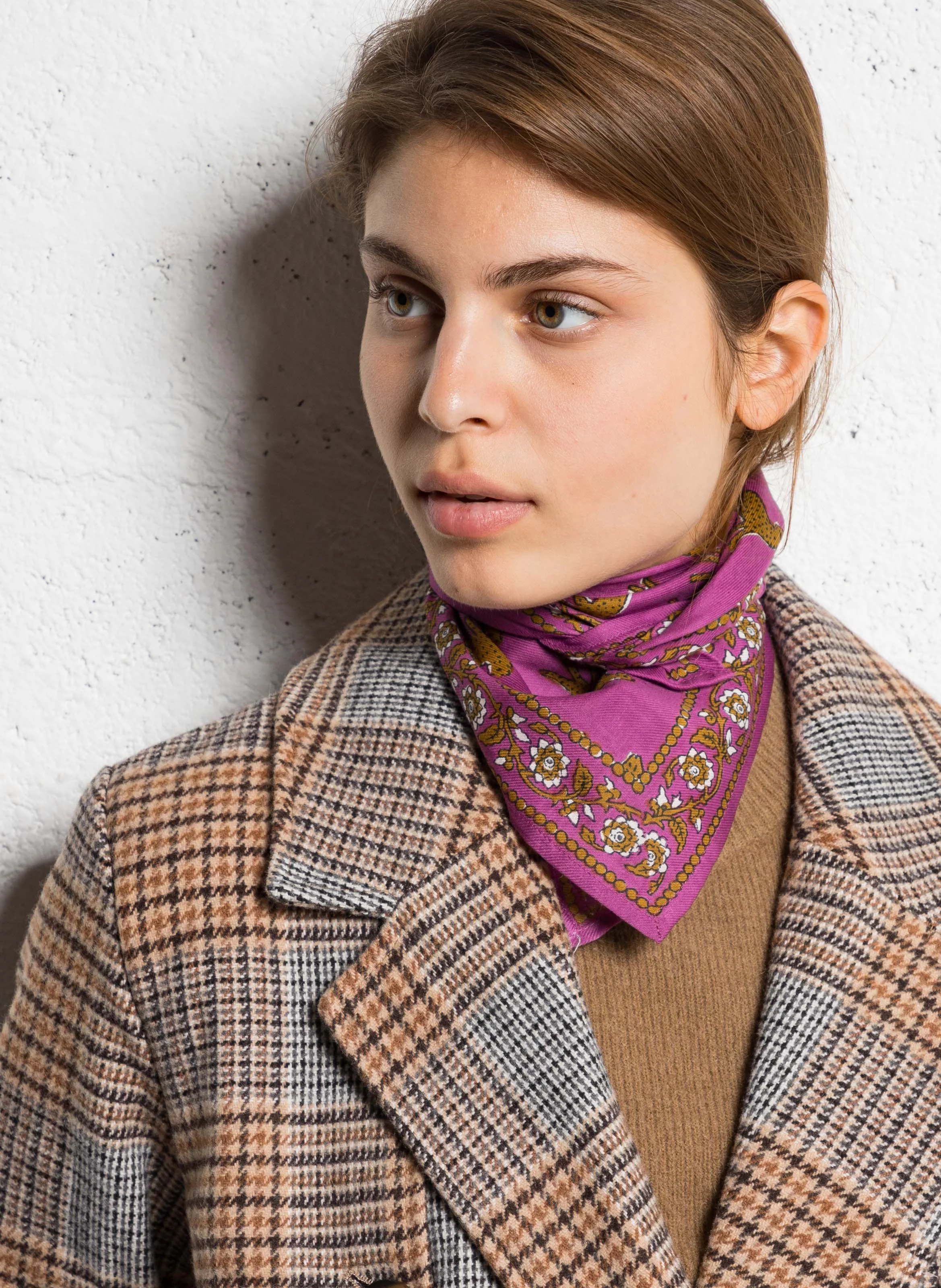 MANIKA - Foulard imprimé en coton| Rose