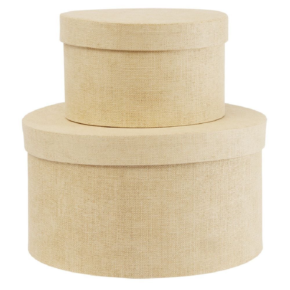 Boîte de rangement ronde beige Ø15xH9cm
