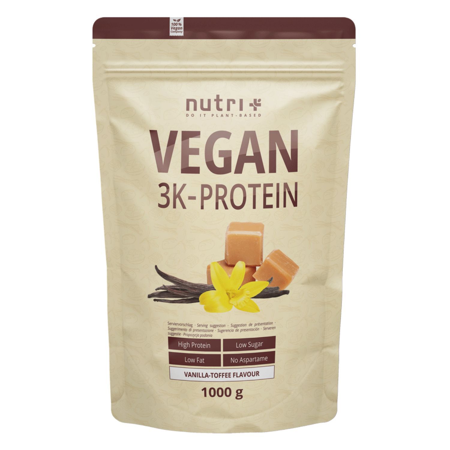 Nutri+ Veganes Proteinpulver 3k - Eiweiß Protein Pulver 1kg