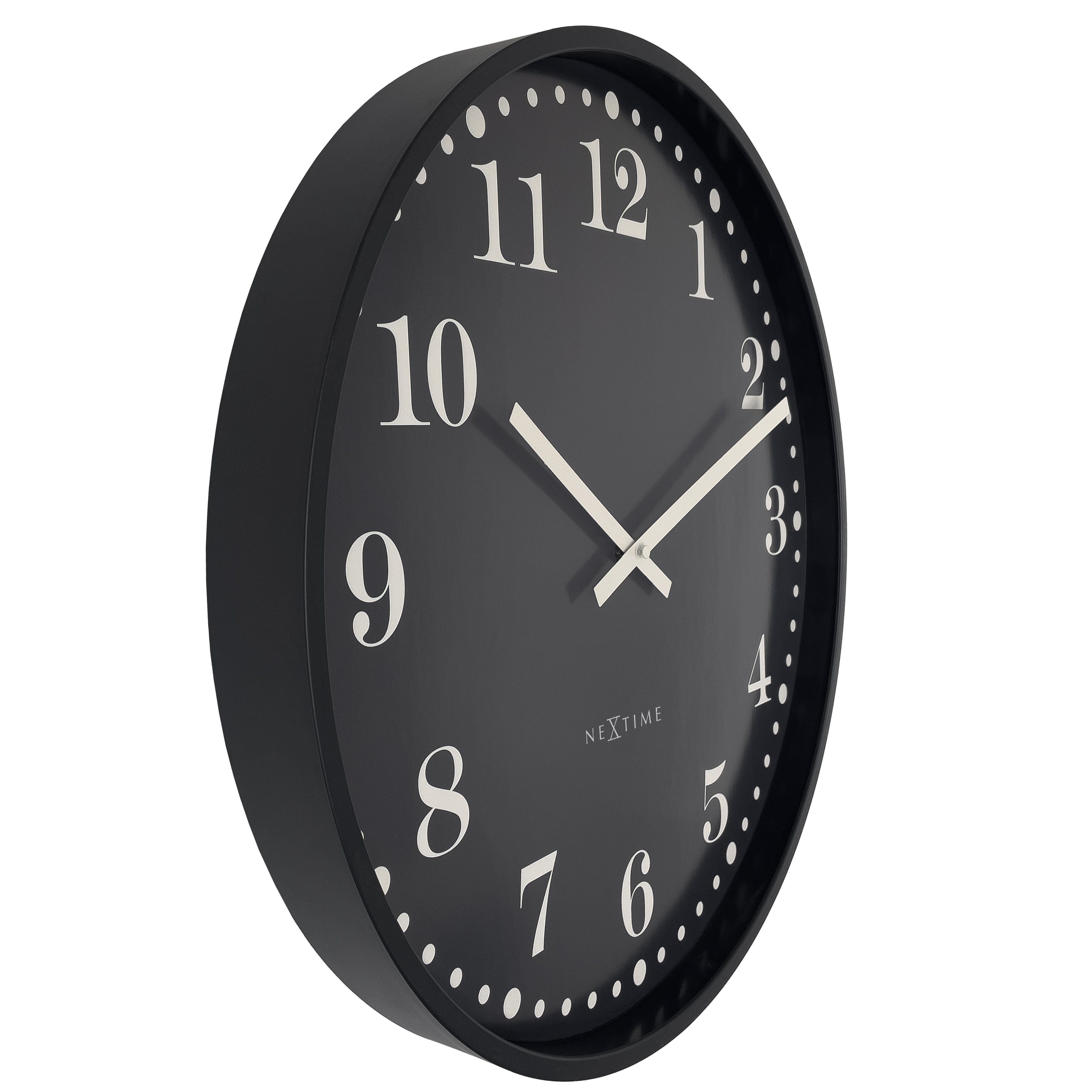 NeXtime - Wandklok 50cm - Stil - Zwart - Plastic - NeXtime 'Dickens