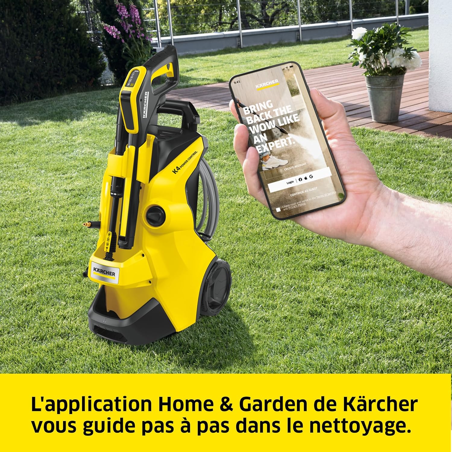 Kärcher Nettoyeur Haute Pression K 4 Power Control Flex Home, Pression : max. 130 bar, Débit : 420 l/h, Surface : 30 m²/h, Poids : 11,5 kg, Pistolet Haute Pression, Rotabuse, Lance, Home Kit
