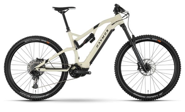 VTT Electrique Tout-Suspendu Raymon TrailRay 140E 10.0 SE Sram SX Eagle 12V 720 Wh 29'' Beige