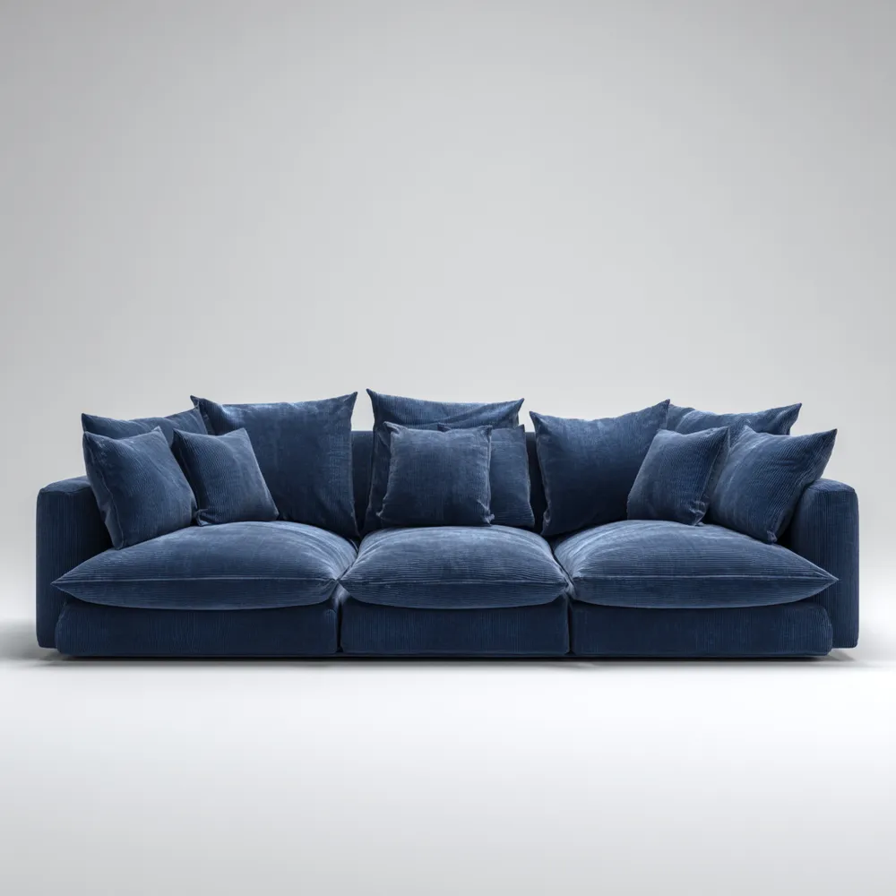 3-Sitzer-Sofa Cordstoff 300x100x90 cm – Dunkelblau – Modernes Design