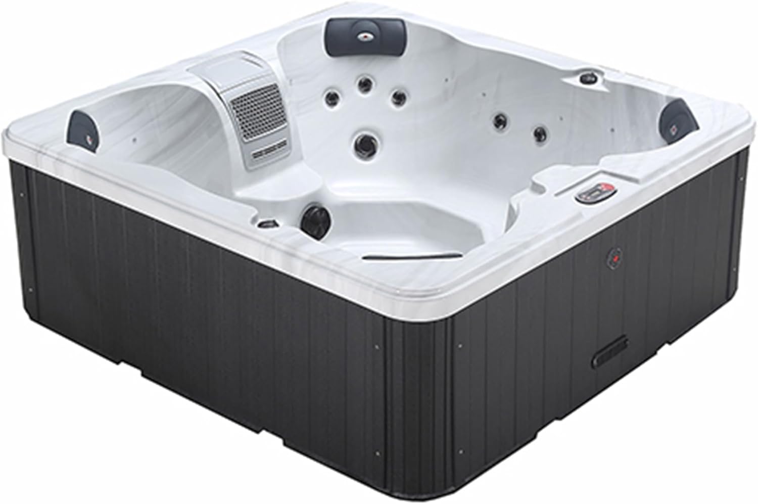 CANADIAN SPA CO. Cornwall Plug & Play 13 Outdoor Hot Tub 5 Personen, 198x198x73 cm, viereckig, mit Abdeckung, LED Beleuchtung, Heizung und 18 Jets, ganzjährige Nutzung