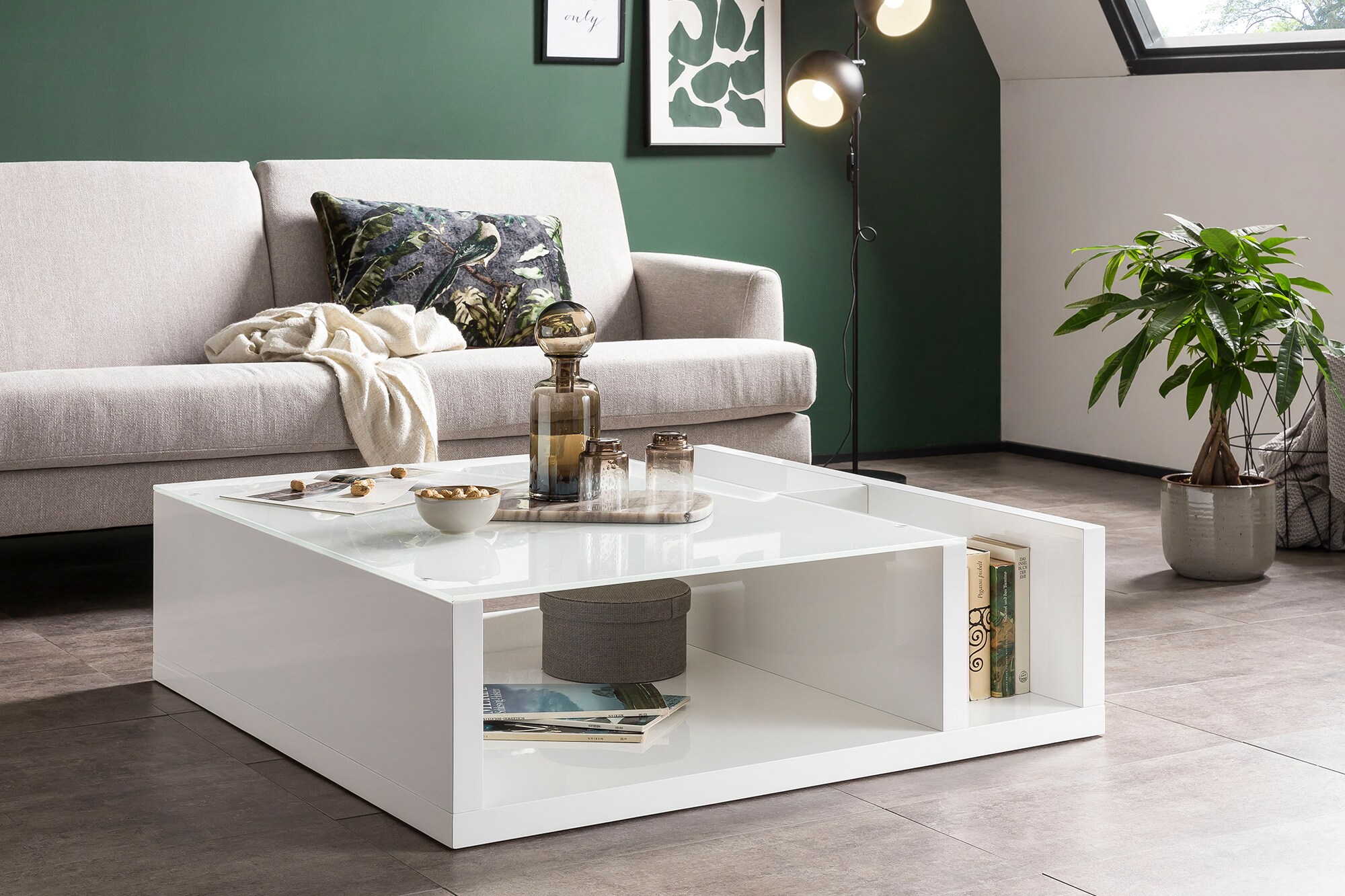 Couchtisch 100x100 weiß Glastisch Beistelltisch Sofatisch Wohnzimmertisch Tisch
