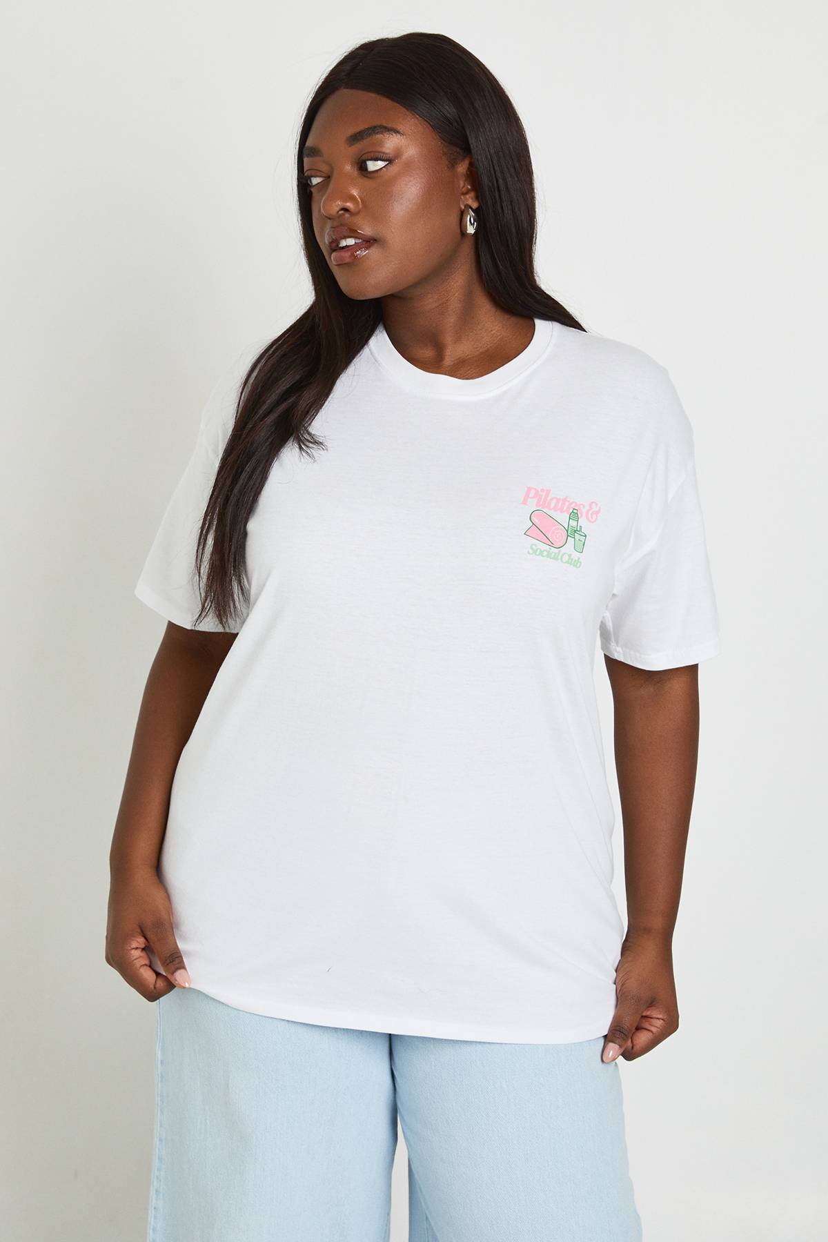 boohoo T-shirt Grande Taille Pilates Social Club