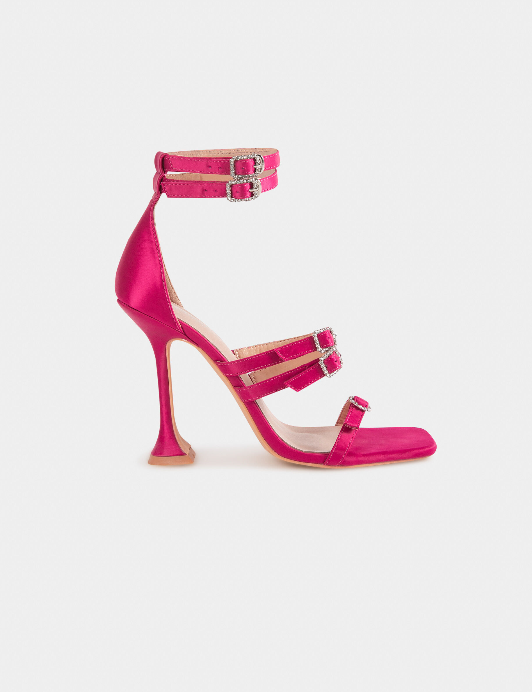 Sandales à talons avec détails bijoux rose femme - rose